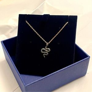 Swarovski rosegold black cz snake necklace